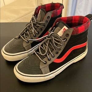 Vans High-Tops with Red Stripe and Black Design